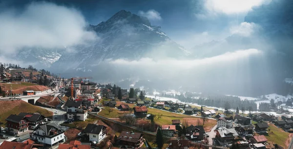 Panorama Aéreo Del Grindelwald Suiza Vista Del Pueblo Cerca Los —  Fotos de Stock