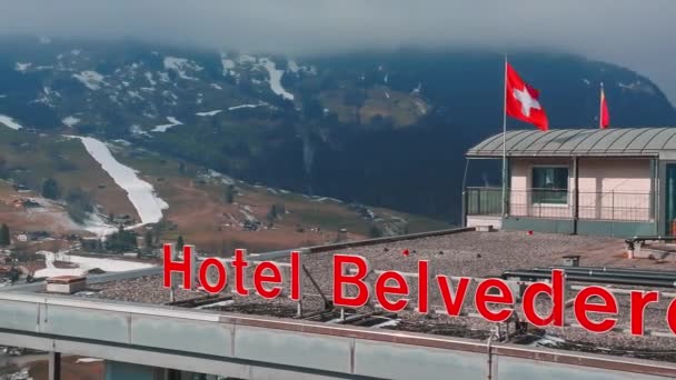 Grindelwald Sviçre Deki Lüks Otelin Hava Manzarası Arka Planda Güzel — Stok video