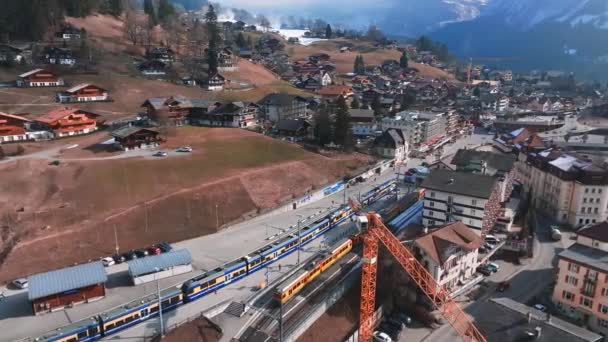 Letecké Panorama Grindelwaldu Švýcarsko Obec Pohled Blízkosti Švýcarských Alp Panorama — Stock video