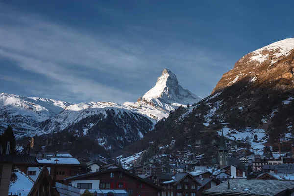 Szenischer Sonnenauf Oder Sonnenuntergang Matterhorn Einem Der Berühmtesten Und Kultigsten — Stockfoto