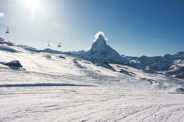 Vista Panorámica Amanecer Atardecer Matterhorn Una Las Montañas Suizas Más — Foto de Stock