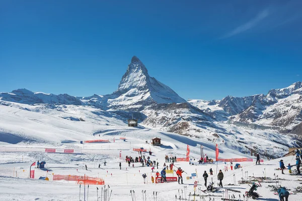 Scenic Zonsopgang Zonsondergang Uitzicht Matterhorn Een Van Meest Beroemde Iconische — Stockfoto