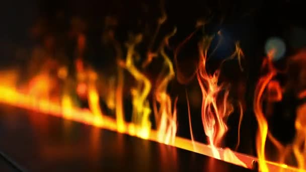 Ateş Hattı Şömine Süper Yavaş Çekimde Siyahta Yüksek Hızlı Sinema — Stok video