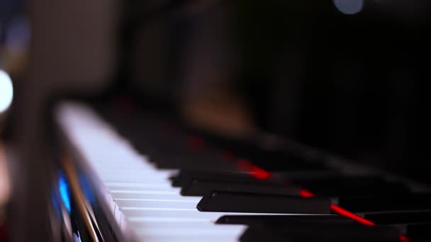 Επαγγελματικό Πιάνο Παίζει Μόνο Του Πιάνο Παίζει Από Κοντά — Αρχείο Βίντεο