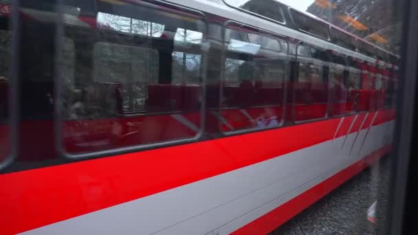 Mit Dem Zug Der Zermatt Shuttle Linie Den Schweizer Alpen — Stockvideo