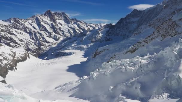 Wielki Lodowiec Aletsch Największy Lodowiec Alpach Dziedzictwo Unesco Kantonie Valais — Wideo stockowe