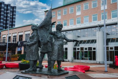 İsveç Göteborg 'un Burunnsparken şehir merkezinin büyüleyici manzarası. Eski Göteborg kasabası.