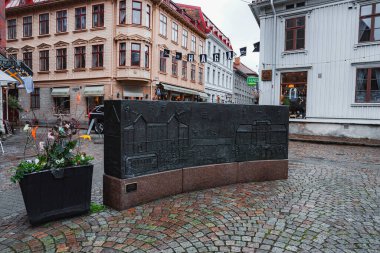 İsveç Göteborg 'un Burunnsparken şehir merkezinin büyüleyici manzarası. Eski Göteborg kasabası.