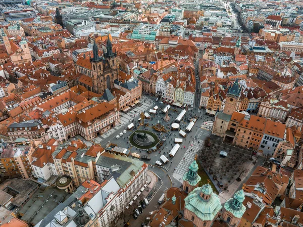 Panoramic Aerial View Old Town Square Prague Beautiful Summer Day — Stock Photo, Image