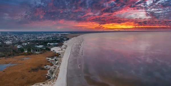 Güzel Sahil Şehri Parnu Nun Hava Manzarası Estonya Kıyı Tatil — Stok fotoğraf