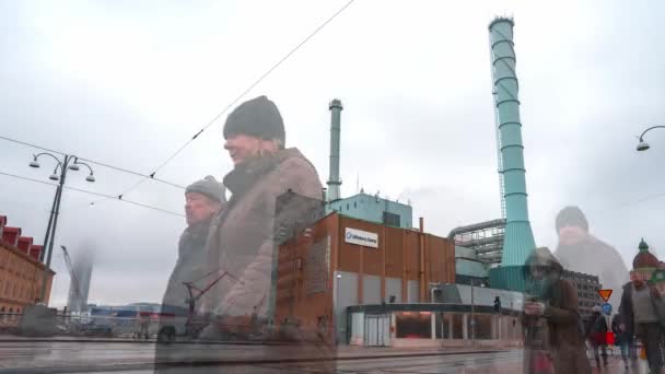 Časová Náročnost Göteborgské Elektrárny Obrovskými Komíny Zelená Energie Švédsku Eko — Stock video