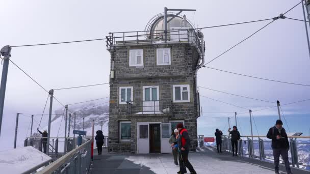 Sfenks Gözlemevi Sviçre Deki Jungfraujoch Üzerinde Bulunan Astronomik Bir Gözlemevi — Stok video