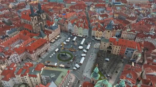 Vue Aérienne Panoramique Place Vieille Ville Prague Par Une Belle — Video