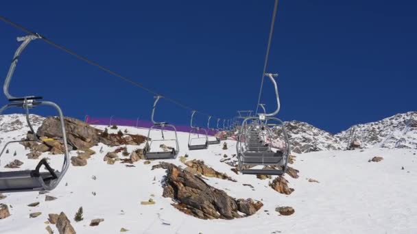 Télésiège Avec Vue Sur Sommet Les Pistes Belle Station Ski — Video