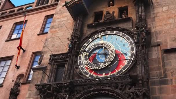 Reloj Astronómico Medieval Plaza Ciudad Vieja Praga Chequia — Vídeos de Stock