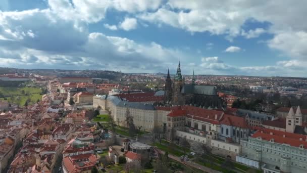 Prag Kalesi Saint Vitus Katedrali Çek Cumhuriyeti Panoramik Manzara Prag — Stok video