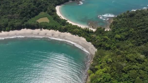 コスタリカのマヌエル アントニオ国立公園の空中ビュー 野生動物 熱帯植物 太平洋岸の楽園的なビーチがたくさんある最高の観光名所と自然保護区 — ストック動画