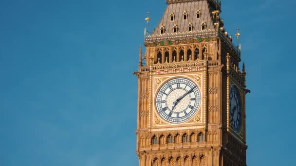 Big Ben Óratorony Egy Napos Kora Reggel Londonban Angliában Kilátás — Stock videók