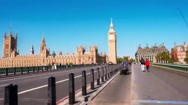 ロンドン サンセット ビッグ ベンの象徴的なランドマークのタイムラプス ウェストミンスター議会宮殿 イギリスのシンボルとロンドンの夏 — ストック動画