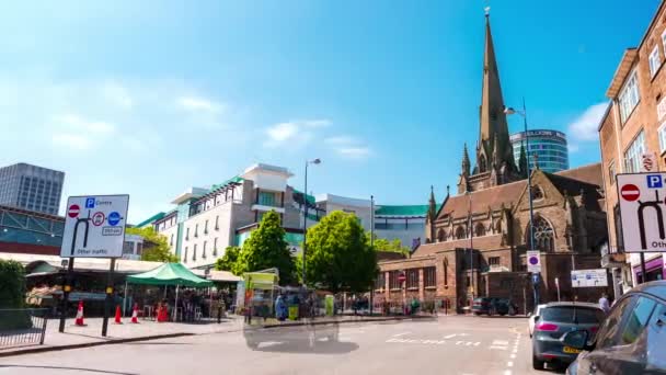Timelapse Centro Cidade Birmingham Perto Famosa Catedral Victoria Square Bela — Vídeo de Stock
