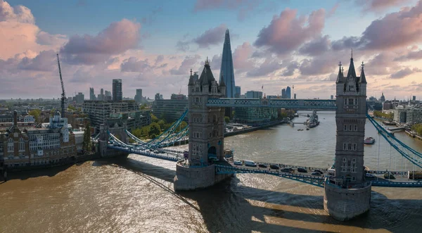 Luchtfoto Van Tower Bridge Londen Een Van Beroemdste Bruggen Bezienswaardigheden — Stockfoto