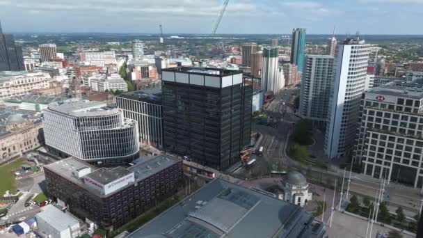 Letecký Výhled Centrum Birminghamu Krásné Anglické Město Moderními Mrakodrapy Tradiční — Stock video