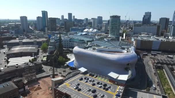 Luchtfoto Van Het Centrum Van Birmingham Prachtige Engelse Stad Met — Stockvideo
