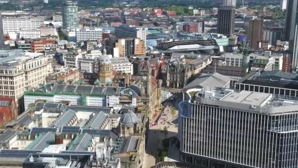 Luftaufnahme Des Stadtzentrums Von Birmingham Schöne Englische Stadt Mit Modernen — Stockvideo