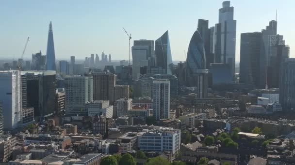 以摩天大楼为背景的伦敦市中心全景航空图 — 图库视频影像