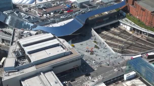 Birmingham Hauptbahnhof Luftaufnahme Hochwertiges Filmmaterial — Stockvideo