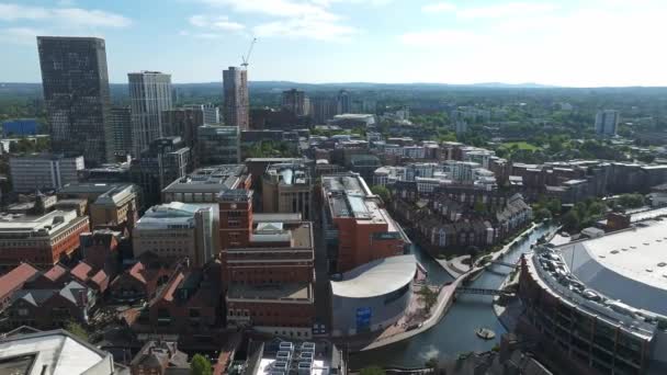 Birmingham Şehir Merkezinin Hava Görüntüsü Modern Gökdelenleri Geleneksel Mimarisi Olan — Stok video