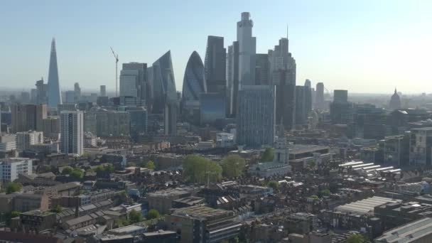 Panoramatický Letecký Pohled Centrum Londýna Mrakodrapy Budov Pozadí — Stock video