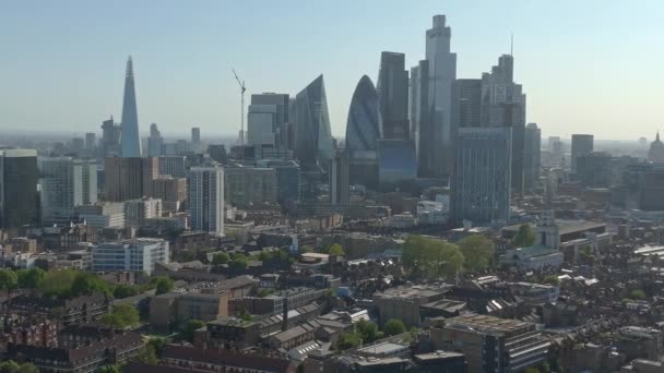 Vista Aérea Panorámica Ciudad Londres Centro Con Edificios Rascacielos Fondo — Vídeos de Stock