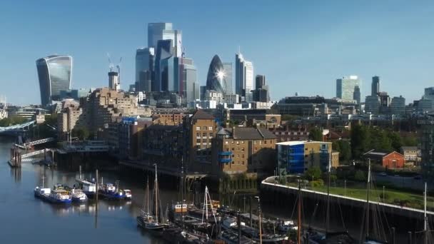 Panoramic Aerial View City London Center Skyscraper Buildings Background — Stock Video