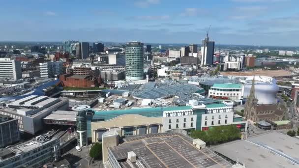 Luftaufnahme Des Stadtzentrums Von Birmingham Schöne Englische Stadt Mit Modernen — Stockvideo