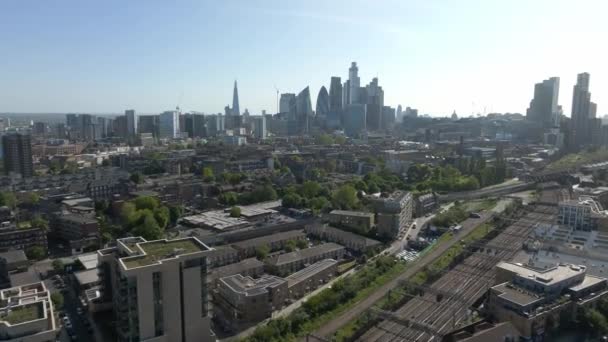 Panoramisch Uitzicht Stad Londen Centrum Met Wolkenkrabbers Achtergrond — Stockvideo