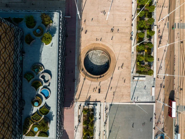 英国西米德兰伯明翰百年广场巴斯克维尔大厦伯明翰图书馆的空中景观 — 图库照片