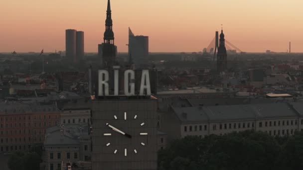 Panorama Luftaufnahme Des Rigaer Doms Und Der Altstadt Von Riga — Stockvideo