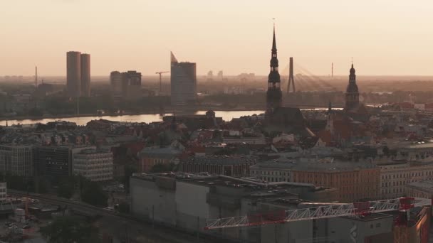 Panorama Luftaufnahme Des Rigaer Doms Und Der Altstadt Von Riga — Stockvideo