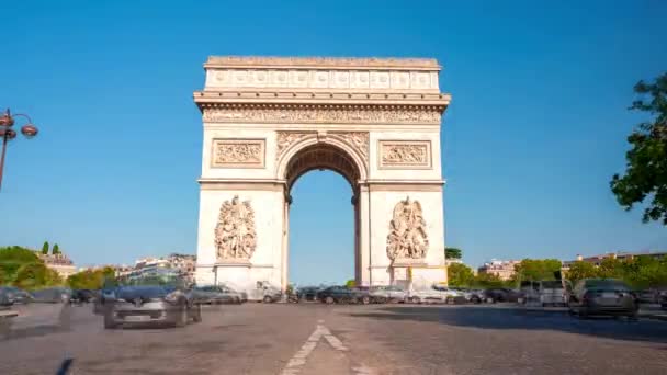 Paris Street Timelapse Arc Triomphe Paris France High Quality Footage — Video