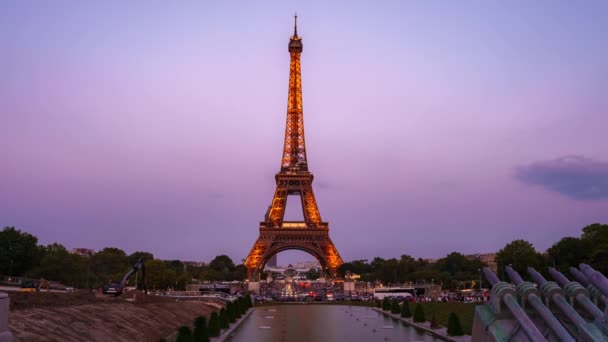 Beautiful Timelapse Eiffel Tower Transition Day Night One Most Iconic — Stock video