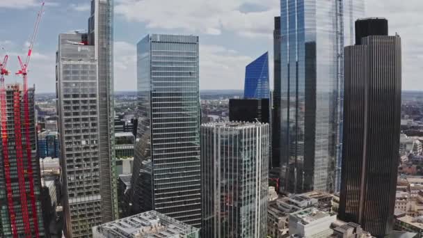 Aerial View City London Close View Skyscrapers Panoramic Skyline View — Stock Video