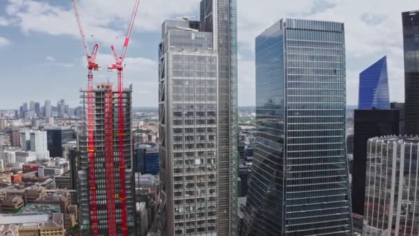 Aerial View City London Close View Skyscrapers Panoramic Skyline View — Stock video