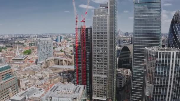 Aerial View City London Close View Skyscrapers Panoramic Skyline View — Stock Video
