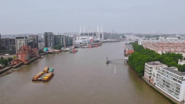 Beautiful City London View Aerial View Thames River Going Center — Video