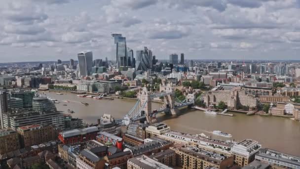 Beautiful City London View Aerial View Thames River Going Center — 图库视频影像