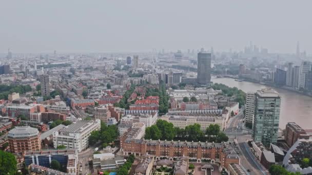 Beautiful City London View Aerial View Thames River Going Center — Video