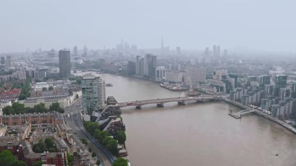 Beautiful City London View Aerial View Thames River Going Center — Stock video