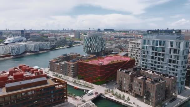 Panorama Aérien Indre Osterbro Districts Nordhavnen Nouveau Quartier Moderne Copenhague — Video