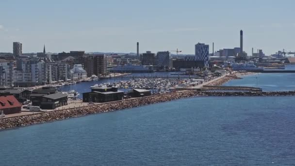 Widok Centrum Helsinek Port Helsingborg Szwecji Stare Miasto Przy Plaży — Wideo stockowe